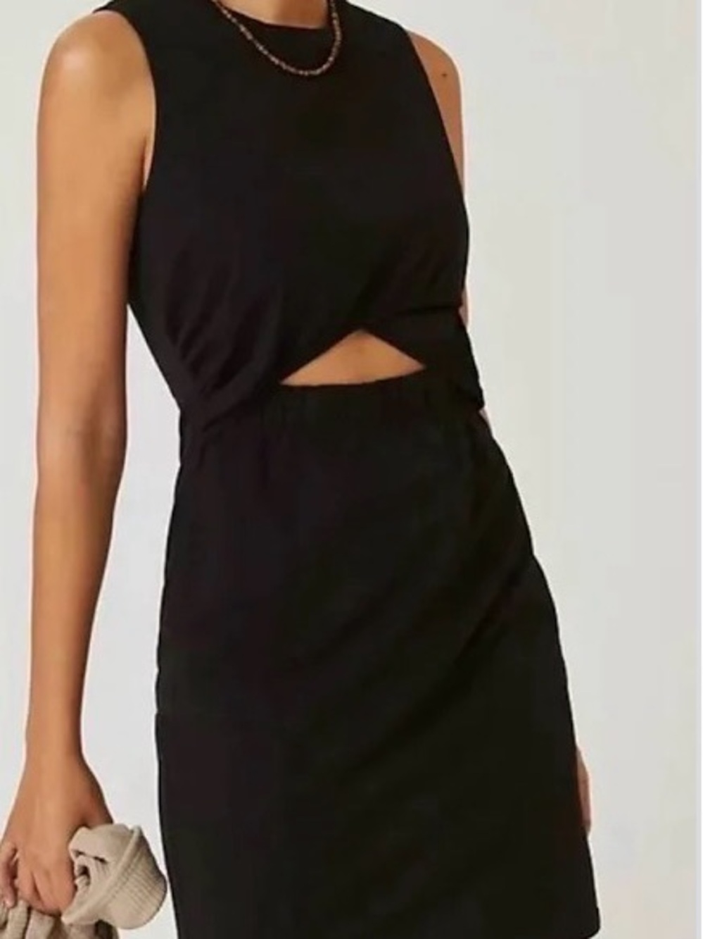 T.La Black Sleeveless Midi Dress with Front Cutout